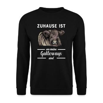 Galloway Rind I Schottland Rinderzucht für - Unisex Pullover - Schwarz - Vorne - Alina (178cm) & Michal (187cm)