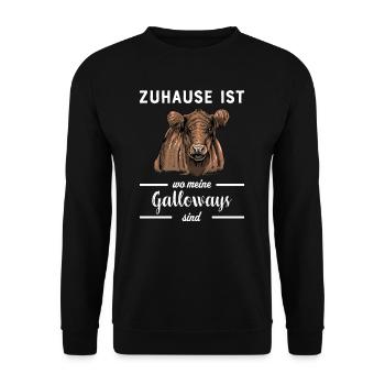 Galloway Rind I Schottland Rinderzucht für - Unisex Pullover - Schwarz - Vorne - Alina (178cm) & Michal (187cm)
