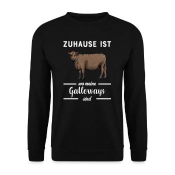 Galloway Rind I Schottland Rinderzucht für - Unisex Pullover - Schwarz - Vorne - Alina (178cm) & Michal (187cm)