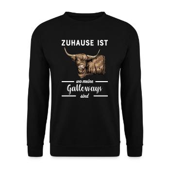 Galloway Rind I Schottland Rinderzucht für - Unisex Pullover - Schwarz - Vorne - Alina (178cm) & Michal (187cm)