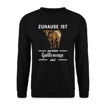 Galloway Rind I Schottland Rinderzucht für - Unisex Pullover - Schwarz - Vorne - Alina (178cm) & Michal (187cm)
