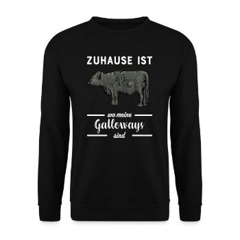 Galloway Rind I Schottland Rinderzucht für - Unisex Pullover - Schwarz - Vorne - Alina (178cm) & Michal (187cm)