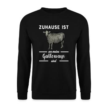 Galloway Rind I Schottland Rinderzucht für - Unisex Pullover - Schwarz - Vorne - Alina (178cm) & Michal (187cm)