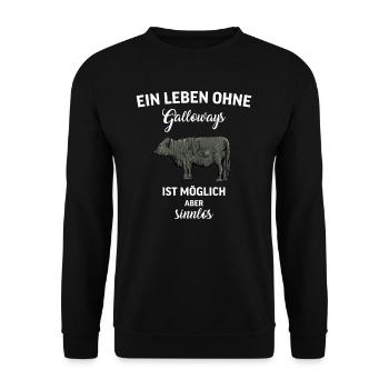 Galloway Rind I Schottland Rinderzucht Geschenk - Unisex Pullover - Schwarz - Vorne - Alina (178cm) & Michal (187cm)