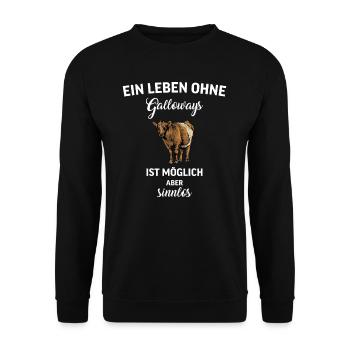 Galloway Rind I Schottland Rinderzucht Geschenk - Unisex Pullover - Schwarz - Vorne - Alina (178cm) & Michal (187cm)