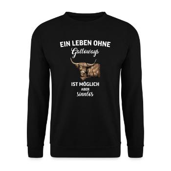 Galloway Rind I Schottland Rinderzucht Geschenk - Unisex Pullover - Schwarz - Vorne - Alina (178cm) & Michal (187cm)