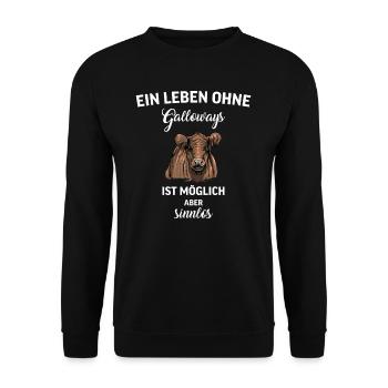 Galloway Rind I Schottland Rinderzucht Geschenk - Unisex Pullover - Schwarz - Vorne - Alina (178cm) & Michal (187cm)