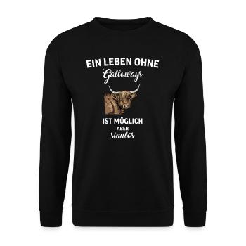 Galloway Rind I Schottland Rinderzucht Geschenk - Unisex Pullover - Schwarz - Vorne - Alina (178cm) & Michal (187cm)