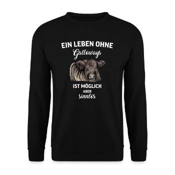 Galloway Rind I Schottland Rinderzucht Geschenk - Unisex Pullover - Schwarz - Vorne - Alina (178cm) & Michal (187cm)