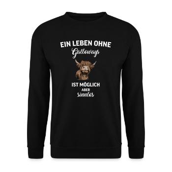 Galloway Rind I Schottland Rinderzucht Geschenk - Unisex Pullover - Schwarz - Vorne - Alina (178cm) & Michal (187cm)