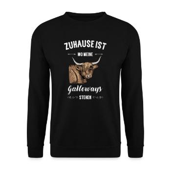 Galloway Rind I Schottland Rinderzucht Geschenk - Unisex Pullover - Schwarz - Vorne - Alina (178cm) & Michal (187cm)