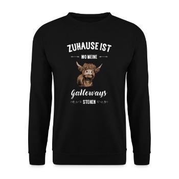 Galloway Rind I Schottland Rinderzucht Geschenk - Unisex Pullover - Schwarz - Vorne - Alina (178cm) & Michal (187cm)
