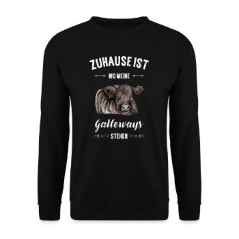 Galloway Rind I Schottland Rinderzucht Geschenk - Unisex Pullover - Schwarz - Vorne - Alina (178cm) & Michal (187cm)