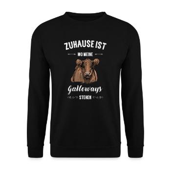 Galloway Rind I Schottland Rinderzucht Geschenk - Unisex Pullover - Schwarz - Vorne - Alina (178cm) & Michal (187cm)