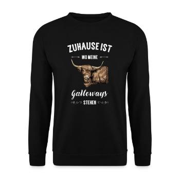 Galloway Rind I Schottland Rinderzucht Geschenk - Unisex Pullover - Schwarz - Vorne - Alina (178cm) & Michal (187cm)