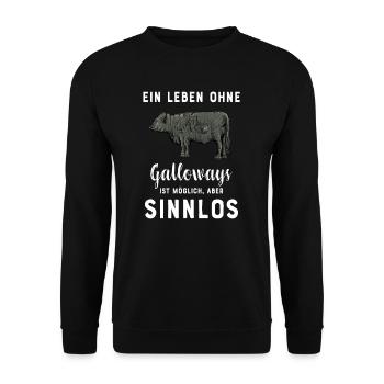 Galloway Rind I Schottland Rinderzucht Geschenk - Unisex Pullover - Schwarz - Vorne - Alina (178cm) & Michal (187cm)