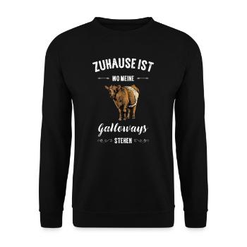 Galloway Rind I Schottland Rinderzucht Geschenk - Unisex Pullover - Schwarz - Vorne - Alina (178cm) & Michal (187cm)