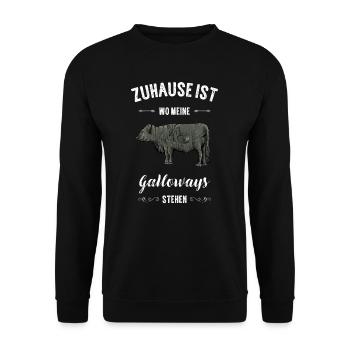 Galloway Rind I Schottland Rinderzucht Geschenk - Unisex Pullover - Schwarz - Vorne - Alina (178cm) & Michal (187cm)