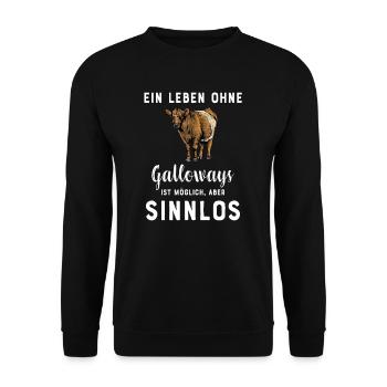 Galloway Rind I Schottland Rinderzucht Geschenk - Unisex Pullover - Schwarz - Vorne - Alina (178cm) & Michal (187cm)