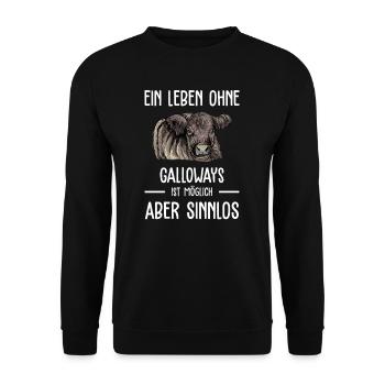 Galloway Rind I Schottland Rinderzucht Geschenk - Unisex Pullover - Schwarz - Vorne - Alina (178cm) & Michal (187cm)