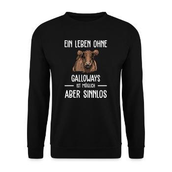 Galloway Rind I Schottland Rinderzucht Geschenk - Unisex Pullover - Schwarz - Vorne - Alina (178cm) & Michal (187cm)