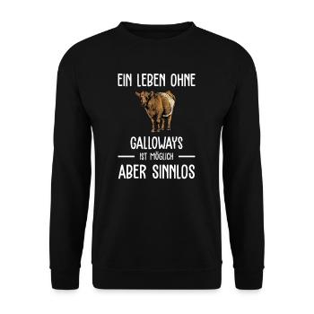 Galloway Rind I Schottland Rinderzucht Geschenk - Unisex Pullover - Schwarz - Vorne - Alina (178cm) & Michal (187cm)