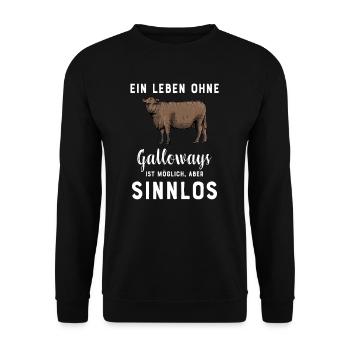 Galloway Rind I Schottland Rinderzucht Geschenk - Unisex Pullover - Schwarz - Vorne - Alina (178cm) & Michal (187cm)