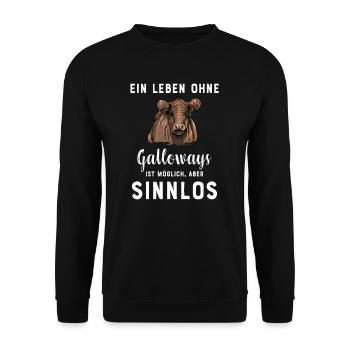 Galloway Rind I Schottland Rinderzucht Geschenk - Unisex Pullover - Schwarz - Vorne - Alina (178cm) & Michal (187cm)