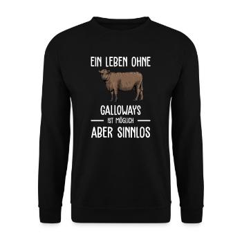 Galloway Rind I Schottland Rinderzucht Geschenk - Unisex Pullover - Schwarz - Vorne - Alina (178cm) & Michal (187cm)