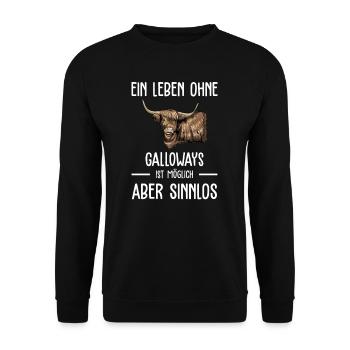 Galloway Rind I Schottland Rinderzucht Geschenk - Unisex Pullover - Schwarz - Vorne - Alina (178cm) & Michal (187cm)