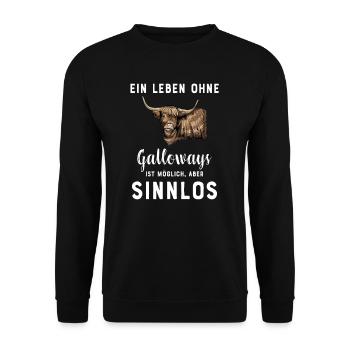 Galloway Rind I Schottland Rinderzucht Geschenk - Unisex Pullover - Schwarz - Vorne - Alina (178cm) & Michal (187cm)