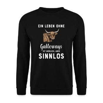 Galloway Rind I Schottland Rinderzucht Geschenk - Unisex Pullover - Schwarz - Vorne - Alina (178cm) & Michal (187cm)