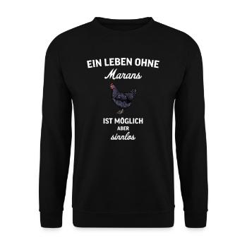 Maran Huhn I Henne Ei Hahn Motiv für Hühnerhalter - Unisex Pullover - Schwarz - Vorne - Alina (178cm) & Michal (187cm)