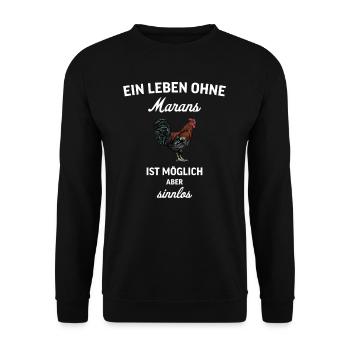 Maran Huhn I Henne Ei Hahn Motiv für Hühnerhalter - Unisex Pullover - Schwarz - Vorne - Alina (178cm) & Michal (187cm)