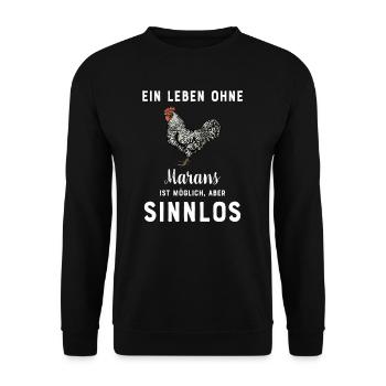 Maran Huhn I Henne Ei Hahn Motiv für Hühnerhalter - Unisex Pullover - Schwarz - Vorne - Alina (178cm) & Michal (187cm)