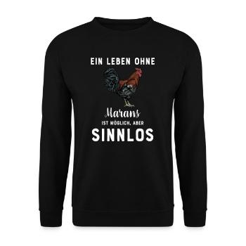 Maran Huhn I Henne Ei Hahn Motiv für Hühnerhalter - Unisex Pullover - Schwarz - Vorne - Alina (178cm) & Michal (187cm)