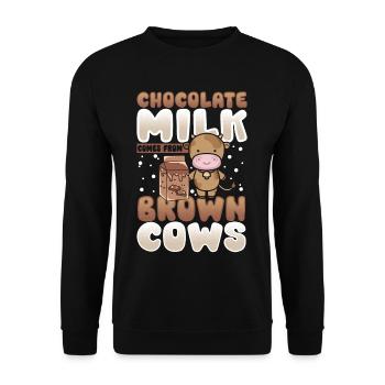 Chocolate Milk Comes From Brown Cows Cocoa Milk - Unisex Sweatshirt - black - Front - Alina (178cm) & Michal (187cm)