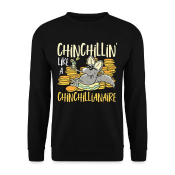 Chinchillin' Like A Chinchillianaire Chinchilla - Unisex Sweatshirt - black - Front - Alina (178cm) & Michal (187cm)