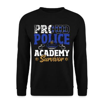 Proud Police Academy Survivor Police Officer Cop - Unisex Sweatshirt - black - Front - Alina (178cm) & Michal (187cm)