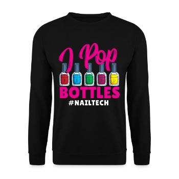 I Pop Bottles #NailTech Nail Manicure Tech Nail - Unisex Pullover - Schwarz - Vorne - Alina (178cm) & Michal (187cm)