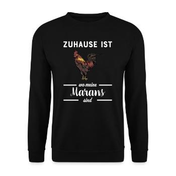 Maran Huhn I Henne Ei Hahn Motiv für Hühnerhalter - Unisex Pullover - Schwarz - Vorne - Alina (178cm) & Michal (187cm)