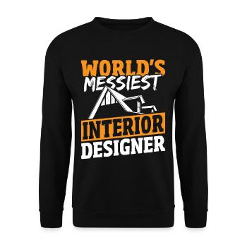 World's Messiest Interior Designer Interior Design - Unisex Pullover - Schwarz - Vorne - Alina (178cm) & Michal (187cm)