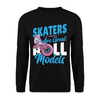 Skaters Are Great Roll Models Roller Skating - Unisex Sweatshirt - black - Front - Alina (178cm) & Michal (187cm)