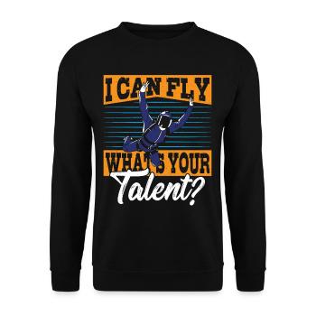 I Can Fly What's Your Talent? Skydiving - Unisex Sweatshirt - black - Front - Alina (178cm) & Michal (187cm)