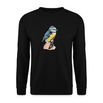 Blue I Bird motif for birdwatchers - Unisex Sweatshirt - black - Front - Alina (178cm) & Michal (187cm)