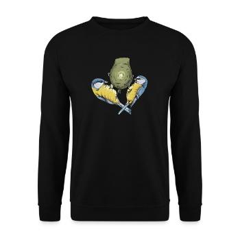 Blue I Bird motif for birdwatchers - Unisex Sweatshirt - black - Front - Alina (178cm) & Michal (187cm)