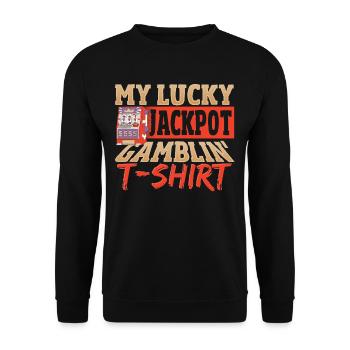 My Lucky Jackpot Gamblin' T-Shirt Lucky Slot - Unisex Pullover - Schwarz - Vorne - Alina (178cm) & Michal (187cm)