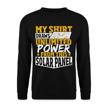 My Shirt Draws Unlimited Power From This Solar - Unisex Pullover - Schwarz - Vorne - Alina (178cm) & Michal (187cm)