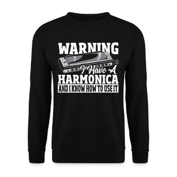 Harmonica Orgue à bouche Harmoniciste Joueur d’harmonica - Sweat-shirt Unisexe - noir - Devant - Alina (178cm) & Michal (187cm)