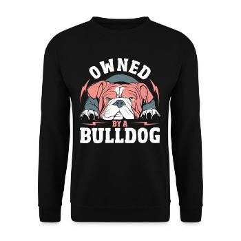 Owned By A Bulldog English Bulldogs - Unisex Sweatshirt - black - Front - Alina (178cm) & Michal (187cm)